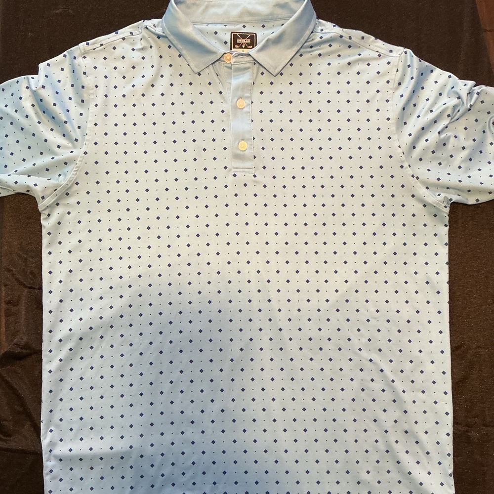 Deolax Men’s large blue geometric golf shirt large